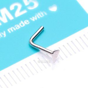 14 Karat White Gold Triangle Plate Top L-Shaped Nose Ring